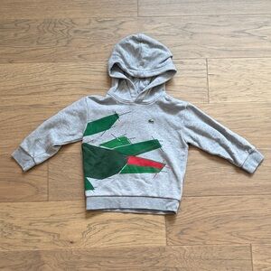 Lacoste Kids Gray Crocodile Hoodie Green & Red Graphic Size 6